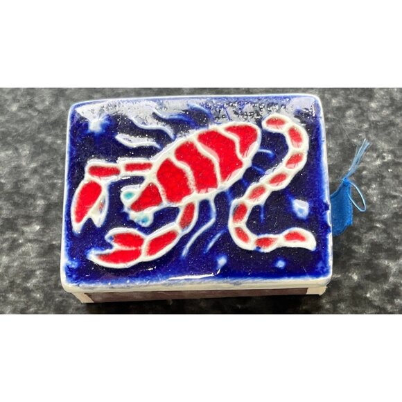 Vtg Creazioni Luciano Made In Italy Salerno Colorful Handmade Tile Red Scorpion